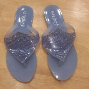 Refresh Sparkle Blue Flip Flops - Size 7